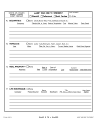 Form 1F-P-063 Asset and Debt Statement - Hawaii, Page 2