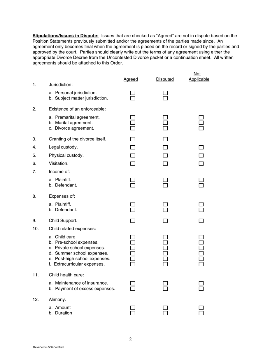 Form 1F-P-763 Settlement Conference Order (Pretrial Order) - Hawaii, Page 2