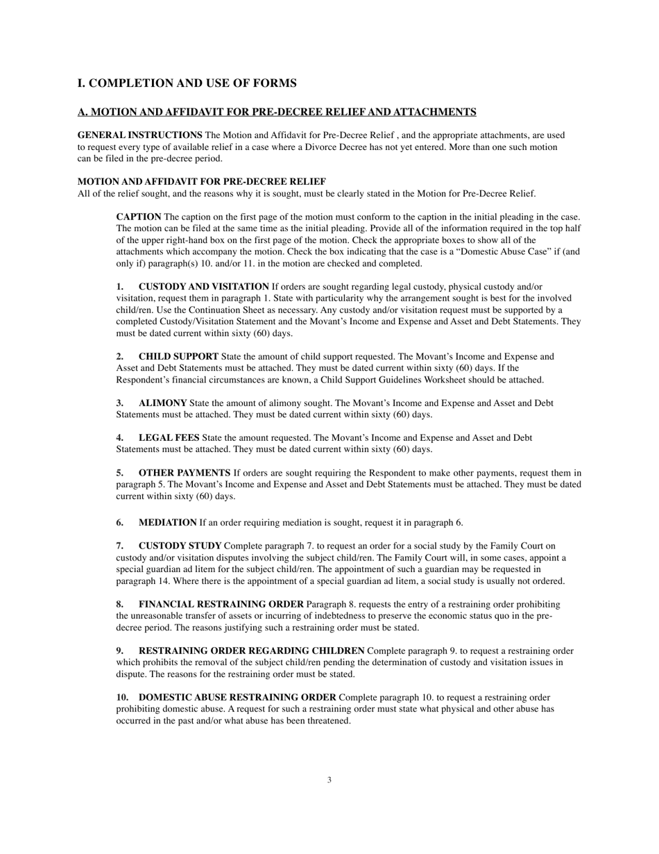 Instructions for Form 1F-P-816 Motion and Declaration for Pre-decree Relief - Hawaii, Page 3