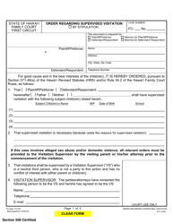 Document preview: Form 1F-P-1053 Order Regarding Supervised Visitation - Hawaii