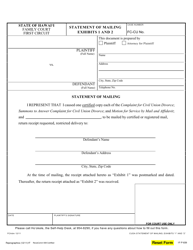 Document preview: Form 1F-P-839 Exhibit 1, 2 Statement of Mailing - Hawaii