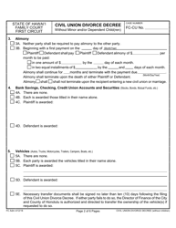 Form 1F-P-2037 Civil Union Divorce Decree - Hawaii, Page 2