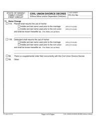 Form 1F-P-2037 Civil Union Divorce Decree - Hawaii, Page 5