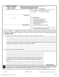 Document preview: Form 1F-P-854 Motion and Declaration for Post-decree Relief - Hawaii