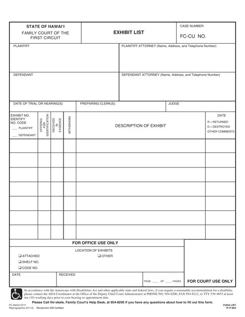 Form 1F-P-864  Printable Pdf