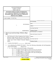 Document preview: Form 1F-P-2091 Petition for Ex Parte Temporary Gun Violence Protective Order and Petition for One-Year Gun Violence Protective Order - Hawaii