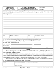 Form 1F-P-1037 Ex Parte Motion and Affidavit for Custody of Child(Ren) Pendente Lite; Order - Hawaii, Page 2