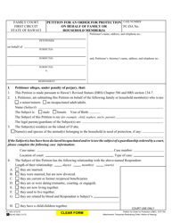 Document preview: Form 1F-P-754 Petition for an Order for Protection on Behalf of a Family or Household Member(S) - Hawaii