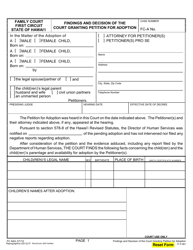 Form 1F-P-881 Findings and Decision of the Court Granting Petition for Adoption of a Child(Ren) - Hawaii