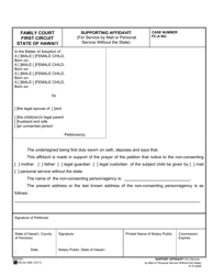 Document preview: Form 1F-P-2008 Supporting Affidavit (For Service by Mail or Personal Service Without the State) - Hawaii