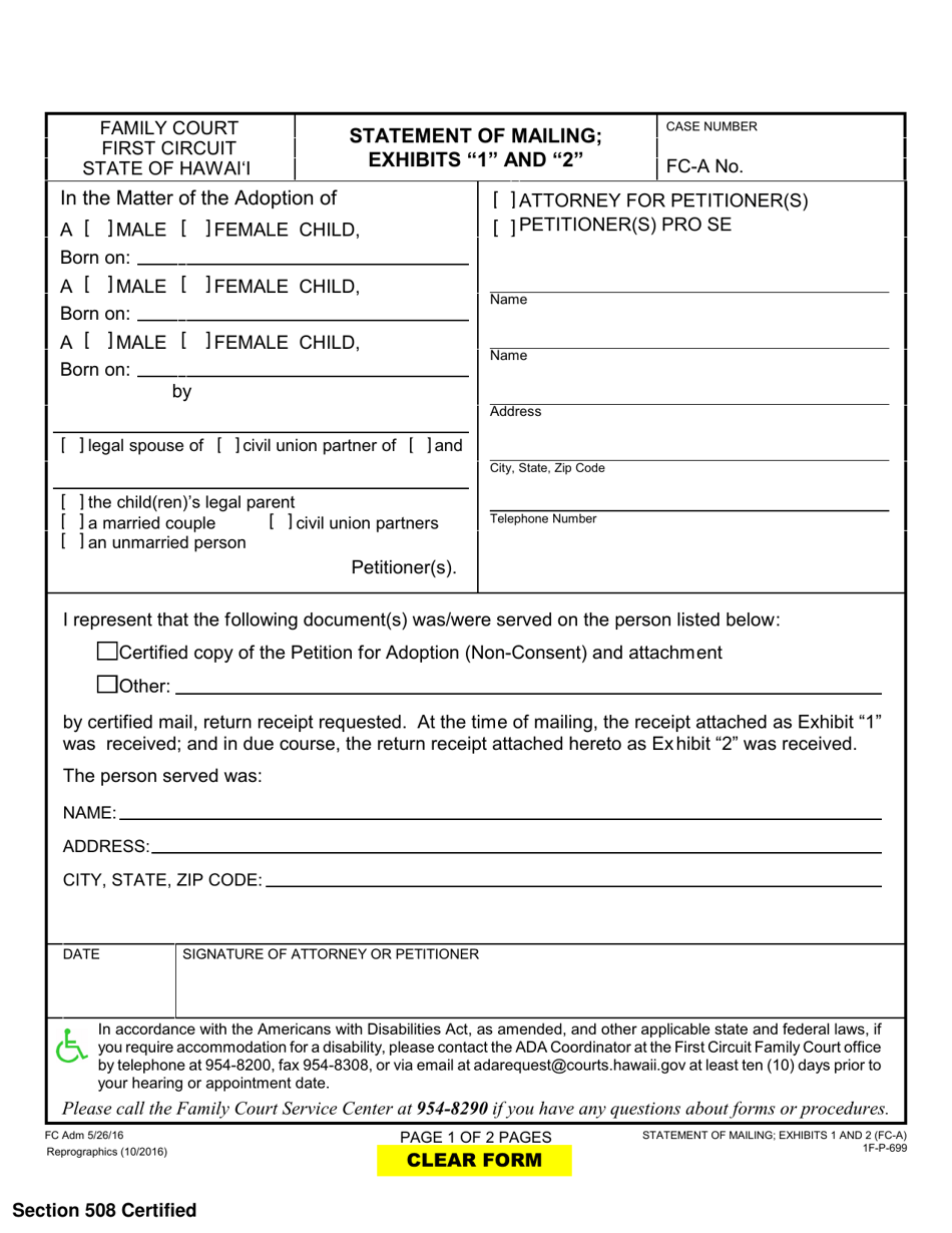 Form 1F-P-699 Exhibit 1, 2 - Fill Out, Sign Online and Download ...