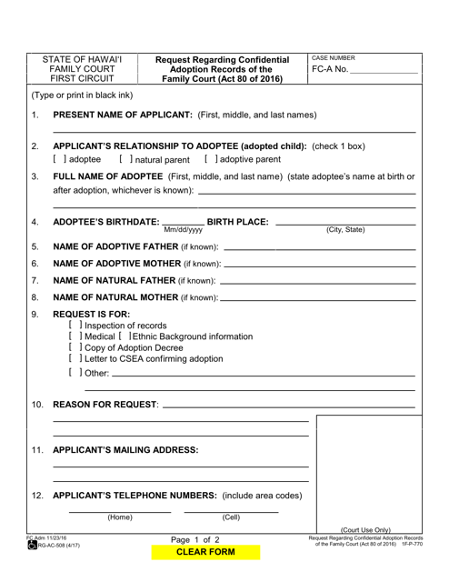 Form 1F-P-770  Printable Pdf