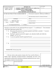 Document preview: Form 1F-P-2057 Motion to Modify Order Appointing Guardian(S)/Terminate Guardianship - Hawaii