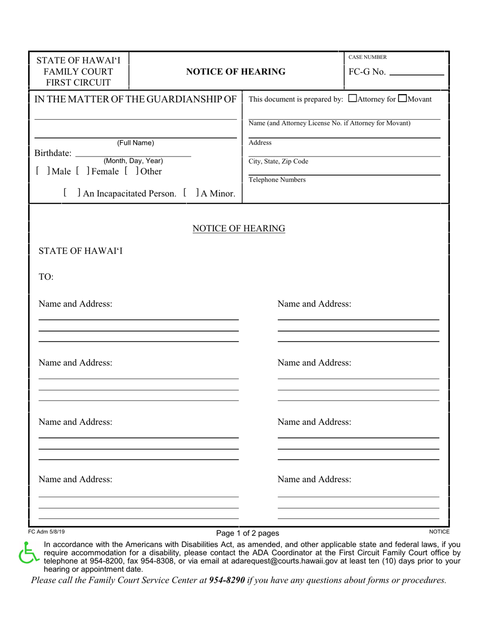Form 1F-P-2057 Motion to Modify Order Appointing Guardian(S) / Terminate Guardianship - Hawaii, Page 2