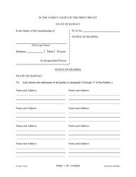 Form 1F-P-2019 Petition for Appointment of a Guardian of an Incapacitated Person; Notice of Hearing - Hawaii, Page 9