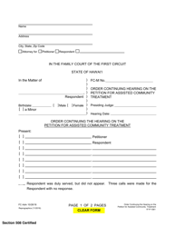 Document preview: Form 1F-P-1061 Order Continuing Hearing on Petition - Hawaii