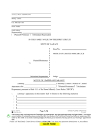 Document preview: Form 1F-P-2068 Notice of Limited Appearance - Hawaii