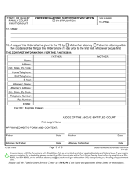 Form 1F-P-1051 Order Regarding Supervised Visitation - Hawaii, Page 5