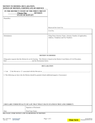 Document preview: Form 1DC36 Motion to Dismiss; Declaration; Notice of Motion; Certificate of Service - Hawaii
