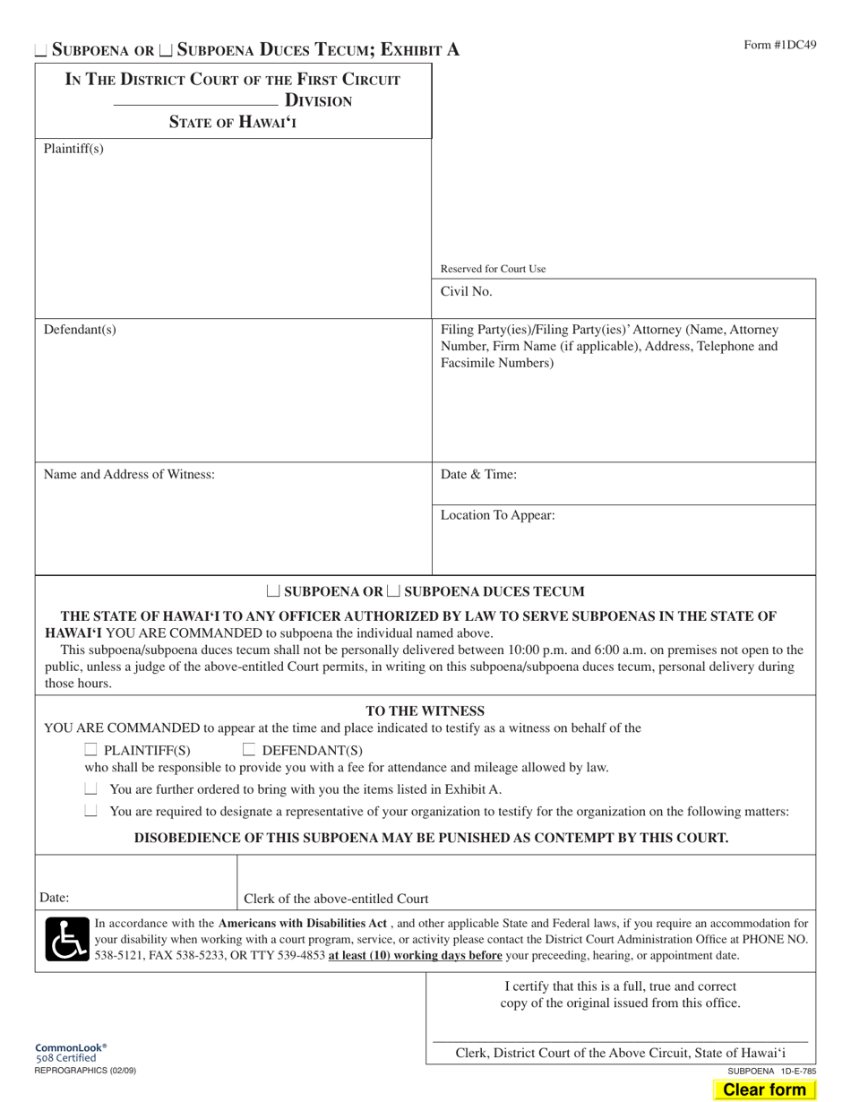 Form 1DC49 Exhibit A - Fill Out, Sign Online and Download Fillable PDF ...