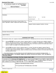 Document preview: Form 1DC26 Garnishee Disclosure - Hawaii