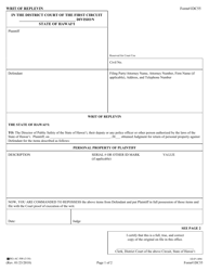 Document preview: Form 1DC55 Writ of Replevin - Hawaii