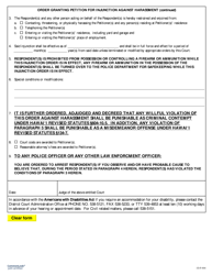 Form 1DC52 Order Granting Petition for Injunction Against Harassment - Hawaii, Page 2