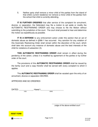 Form 2F-P-528 Automatic Restraining Order - Hawaii, Page 3