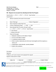 Document preview: Form 2F-P-532 Request to Be Excused From Attending Kids First Program - Hawaii
