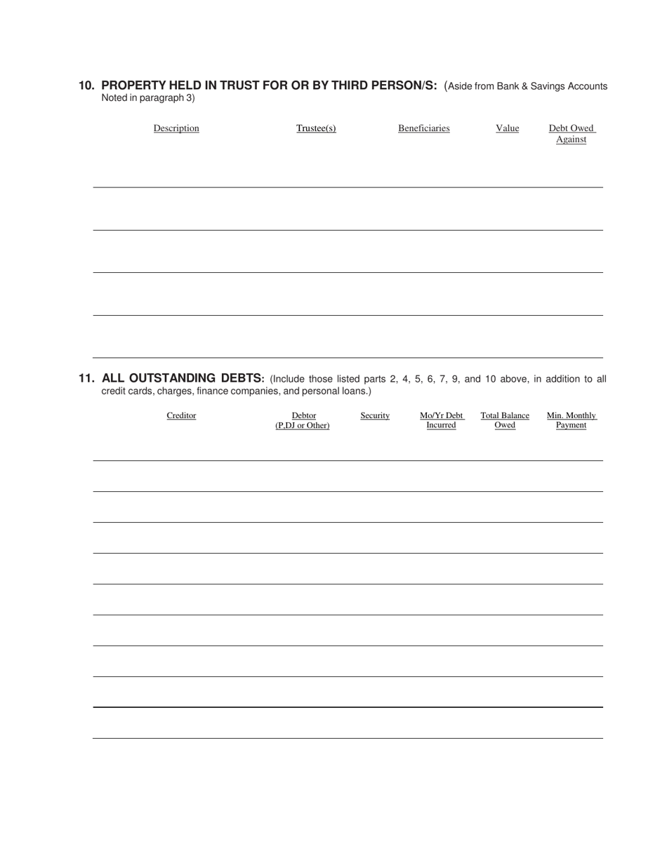 Form 2C-E-167 Asset and Debt Statement - Hawaii, Page 4