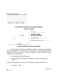 Document preview: Form 2F-P-241 Divorce Decree (Without Children) - Hawaii