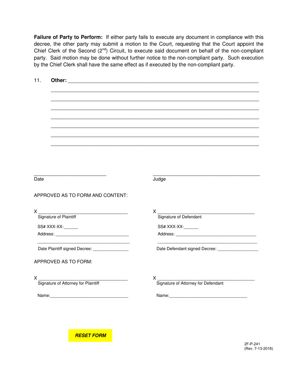 Form 2F-P-241 Divorce Decree (Without Children) - Hawaii, Page 5