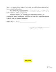 Form 2F-P-112 Order for Service by Publication (And Mailing of Notice) - Hawaii, Page 2