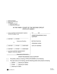 Document preview: Form 2F-P-521 Order Regarding Child Support - Hawaii