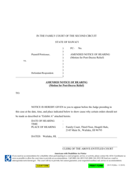 Document preview: Form 2F-P-352 Amended Notice of Hearing (Motion for Post-decree Relief) - Hawaii