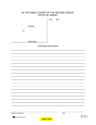 Document preview: Form 2F-P-353 Continuation Sheet - Hawaii
