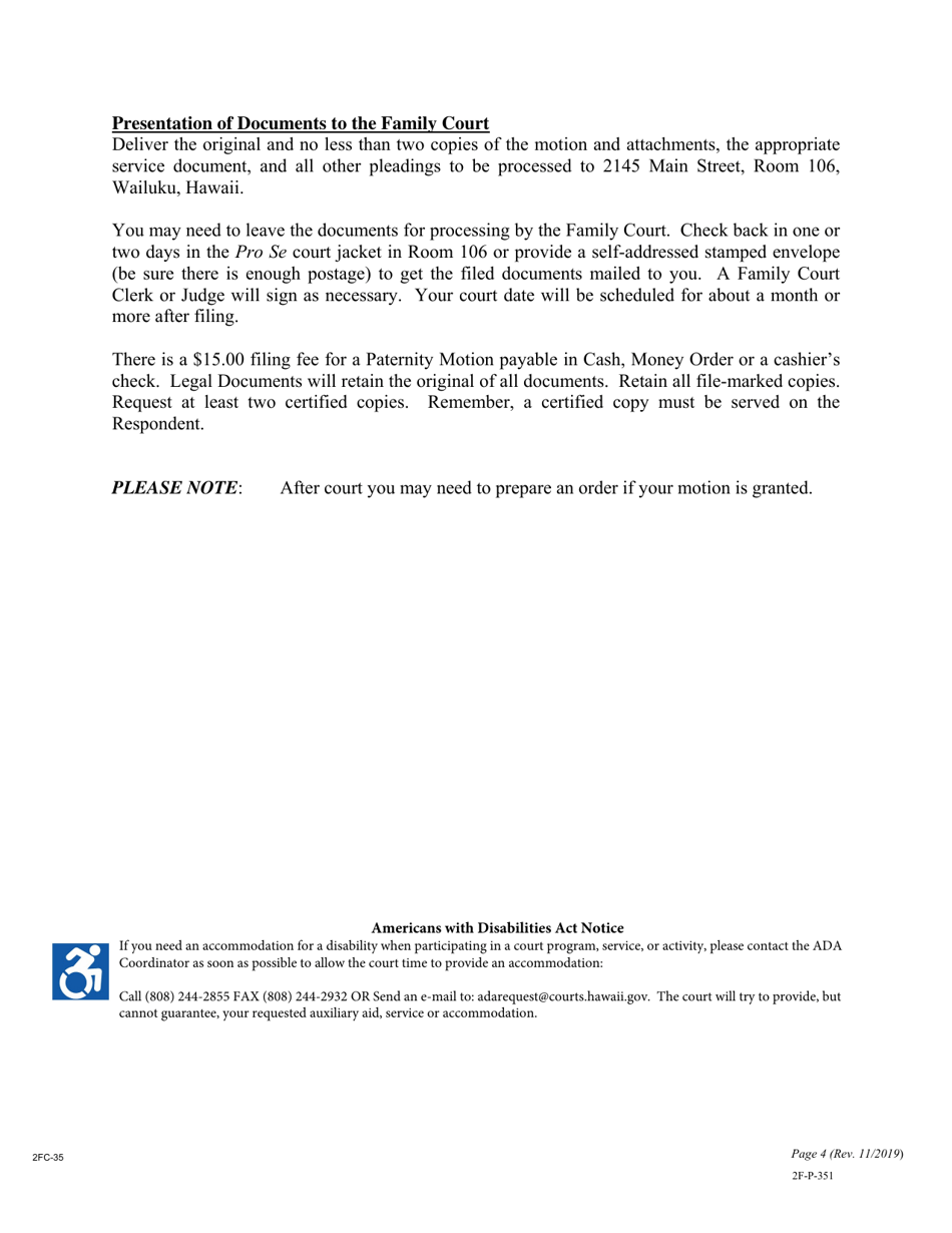 Instructions for Form 2F-P-336 Motion and Affidavit for Post-decree Relief - Hawaii, Page 4