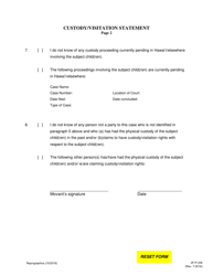 Form 2F-P-338 Custody/Visitation Statement - Hawaii, Page 2