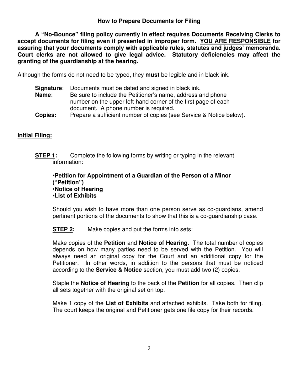 Instructions for Form 2F-P-385 Guardianship of Minor Person Petition Packet - Hawaii, Page 3