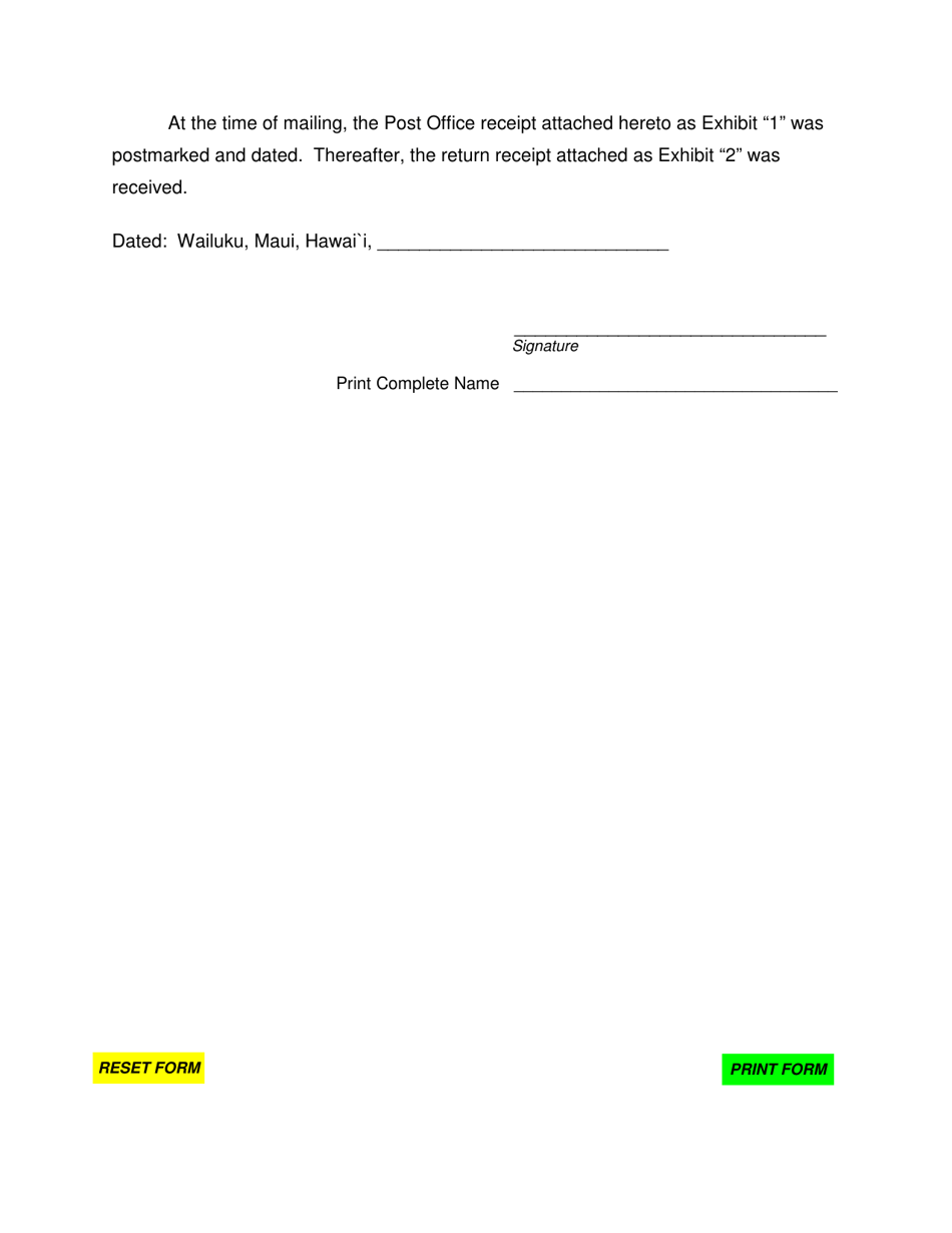 Form N2F-P-517 Exhibit 1, 2 Statement of Mailing - Hawaii, Page 2