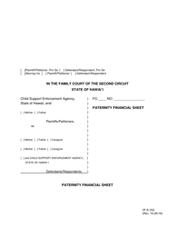 Form 2F-E-332 Paternity Financial Sheet - Hawaii