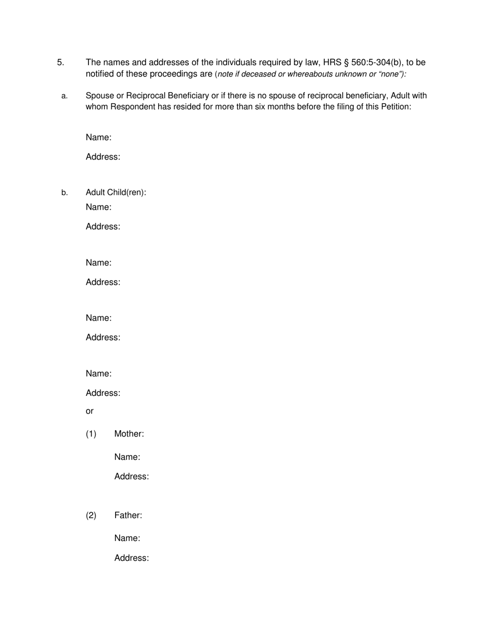 Form 2F-P-513 Petition for Appointment of a Guardian for an Incapacitated Person; Notice of Hearing - Hawaii, Page 3