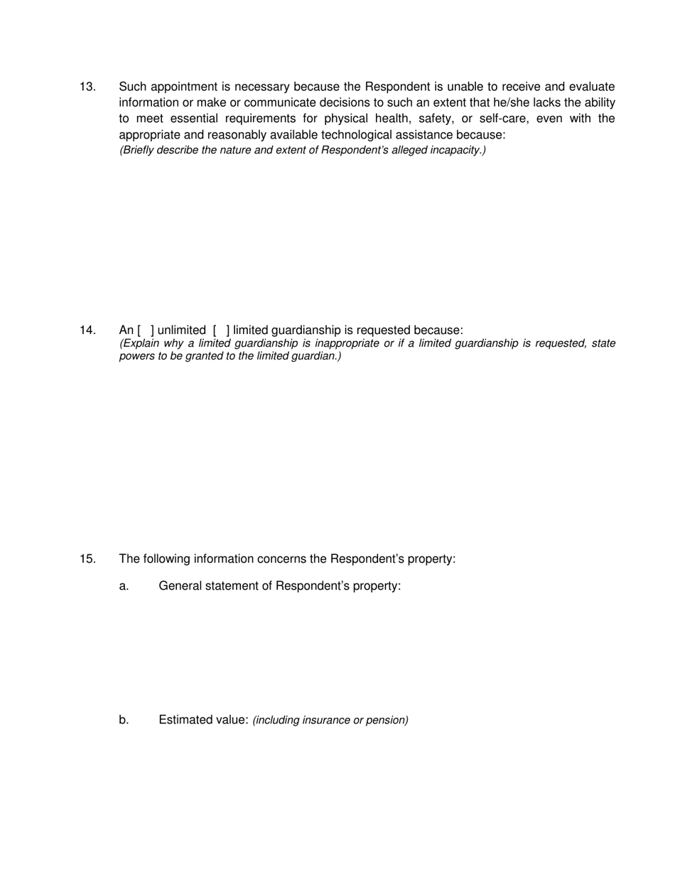 Form 2F-P-513 Petition for Appointment of a Guardian for an Incapacitated Person; Notice of Hearing - Hawaii, Page 7