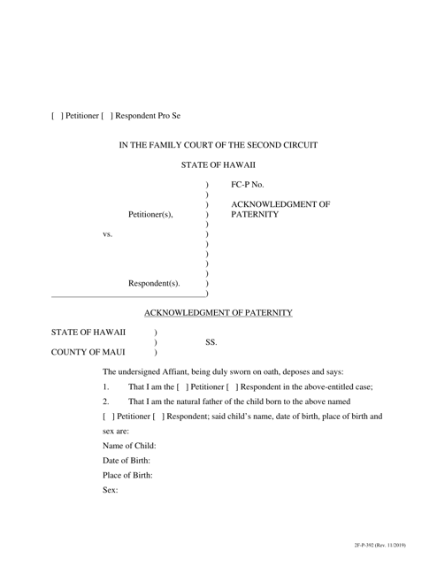 Form 2F-P-392  Printable Pdf