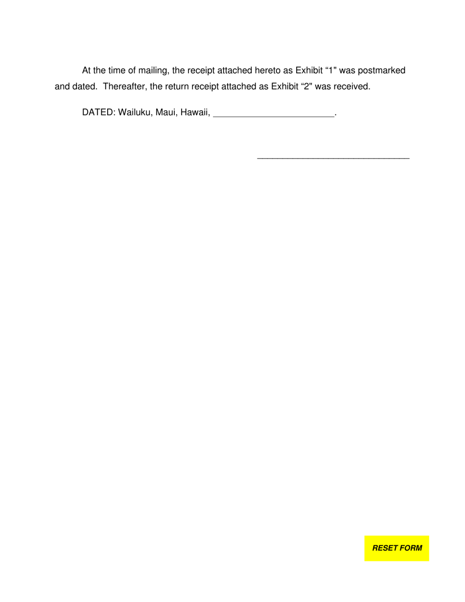 Form 2F-P-460 Statement of Mailing; Exhibits 1 and 2 - Hawaii, Page 2