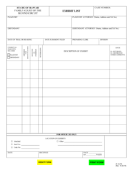 Document preview: Form 2F-E-279 Exhibit List - Hawaii