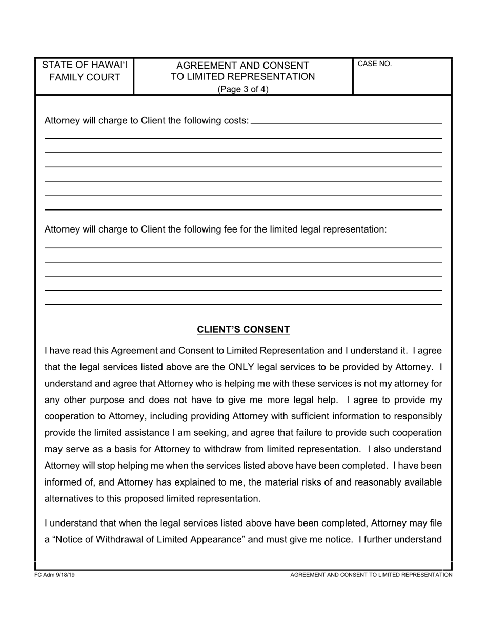 Form 2F-P-533 Agreement and Consent to Limited Representation - Hawaii, Page 3