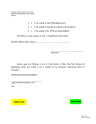 Form 2F-P-373 Ex-parte to Allow One-Time Retrieval of Belongings (Fcda Cases Only) - Hawaii, Page 2