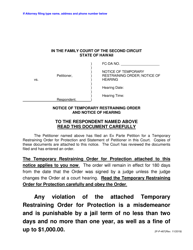 Form 2F-P-467 Notice of Temporary Restraining Order; Notice of Hearing - Hawaii