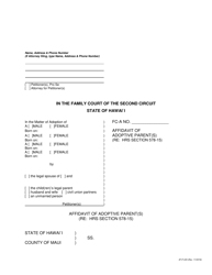 Form 2F-P-220 Affidavit of Adoptive Parent(S) - Hawaii
